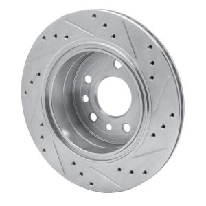 Cadillac Catera Brake Rotor (1) - Rear Left - R1 Concepts - Drilled & Slotted - Silver - 2001